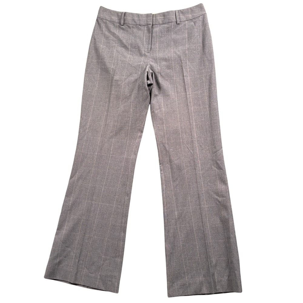 Tahari Plaid Dress Pant Women 31 Gray Straight Leg Quiet Luxury Office Siren